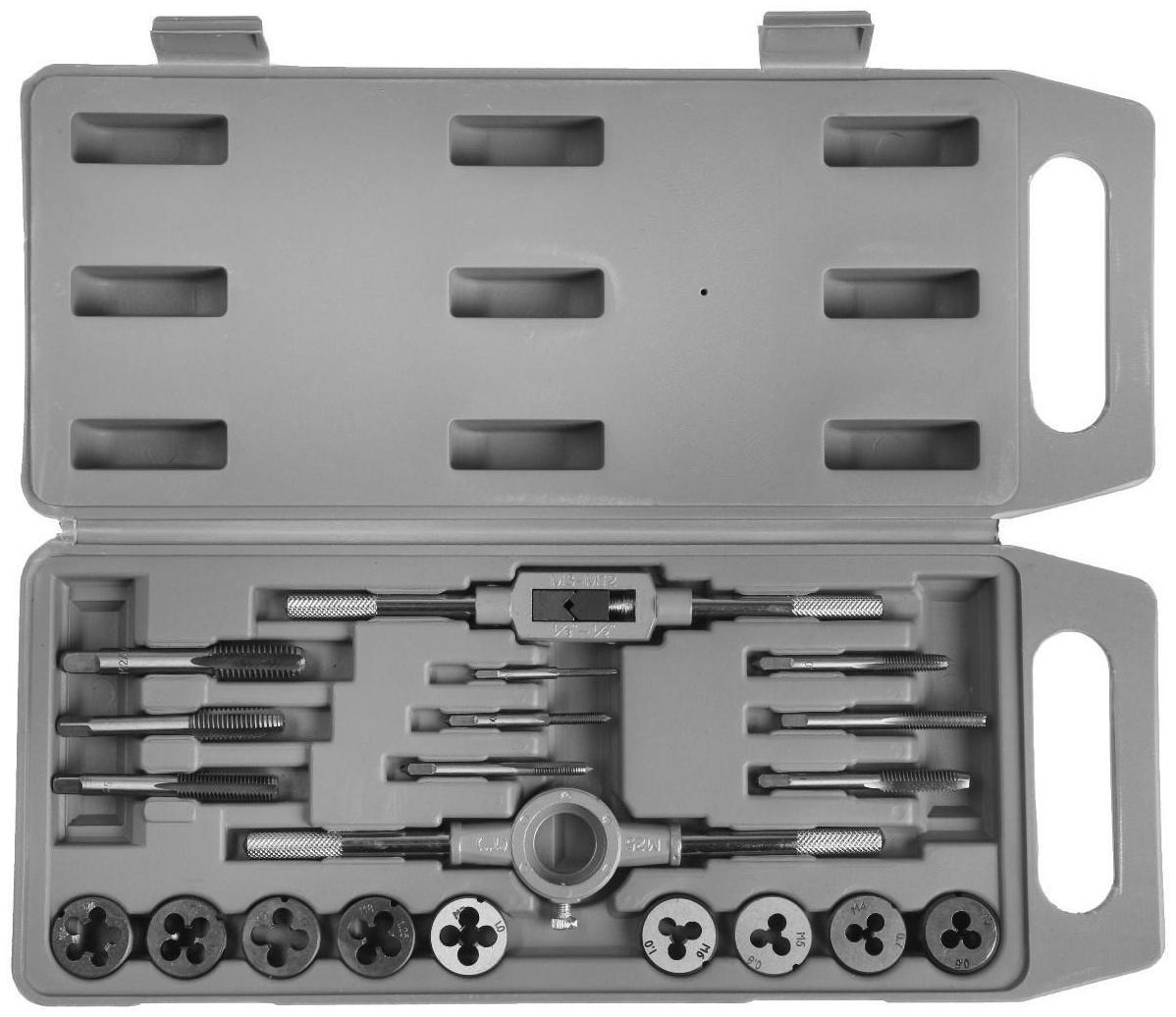 Набор метчиков и плашек ТУНДРА, М3 - М12, 20 предметов