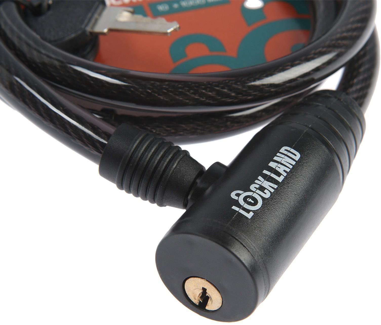 Замок навесной велосипедный LOCKLAND, 10 x 1000 мм, английский ключ с пластиковой ручкой