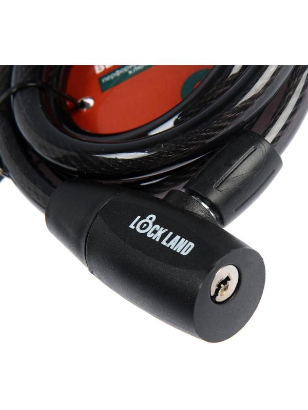 Замок навесной велосипедный LOCKLAND, 12х1200 мм, перфорированный ключ с пластиковой ручкой