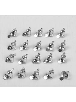 Колокольчик, набор 20 шт., размер 1 шт. 0,8 см, цвет серебряный