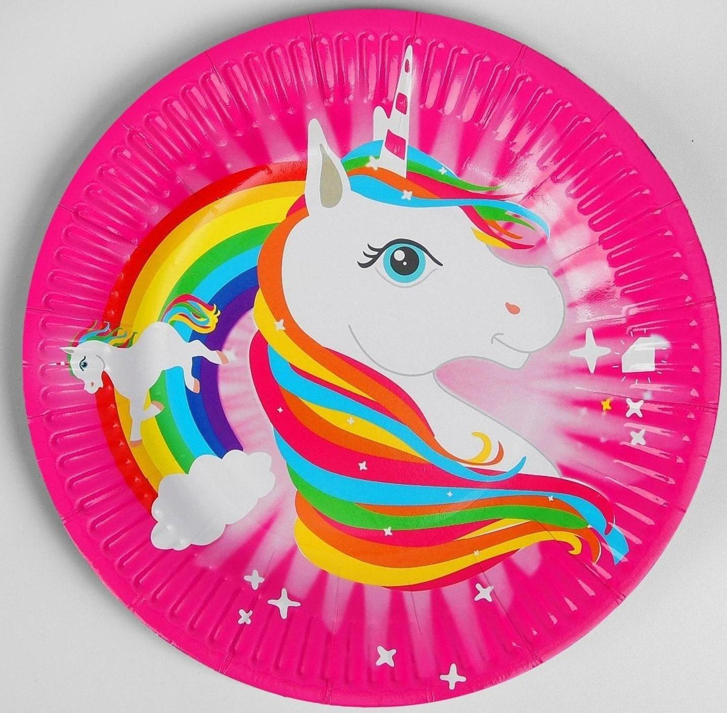 Тарелка бумажная «Единорог и радуга», набор 6 шт.
