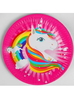 Тарелка бумажная «Единорог и радуга», набор 6 шт.