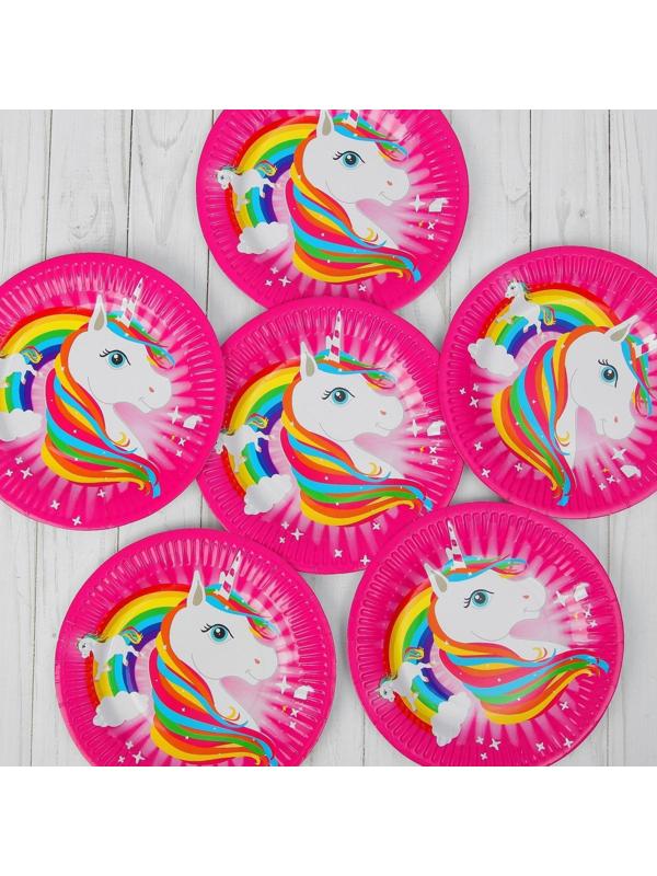 Тарелка бумажная «Единорог и радуга», набор 6 шт.