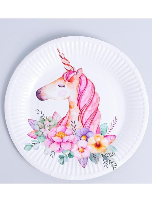 Тарелка бумажная «Прекрасный единорог», набор 6 шт.