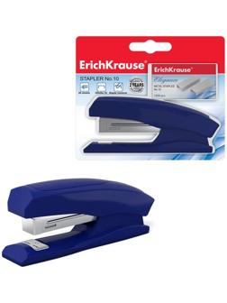 Степлер Erich Krause Elegance + скобы, № 10, до 20 листов, в блистере, встроенный антистеплер, синий, МИКС