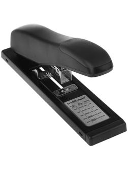 Степлер мощный, до 90 листов, ErichKrause Elegance, скобы №24/6, 23/6, 23/8, 23/10, 23/13, вмещает до 100 скоб, глубина закладки до 55 мм, чёрный