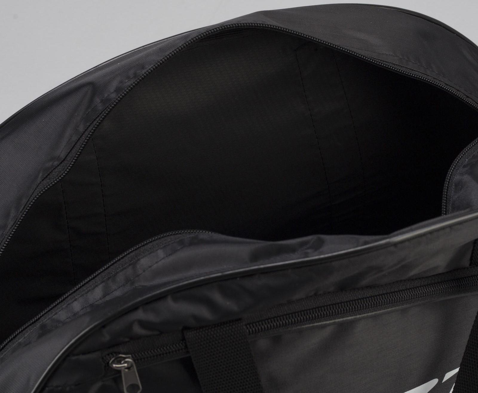 Сумка спортивная на молнии, наружный карман, длинный ремень, цвет чёрный