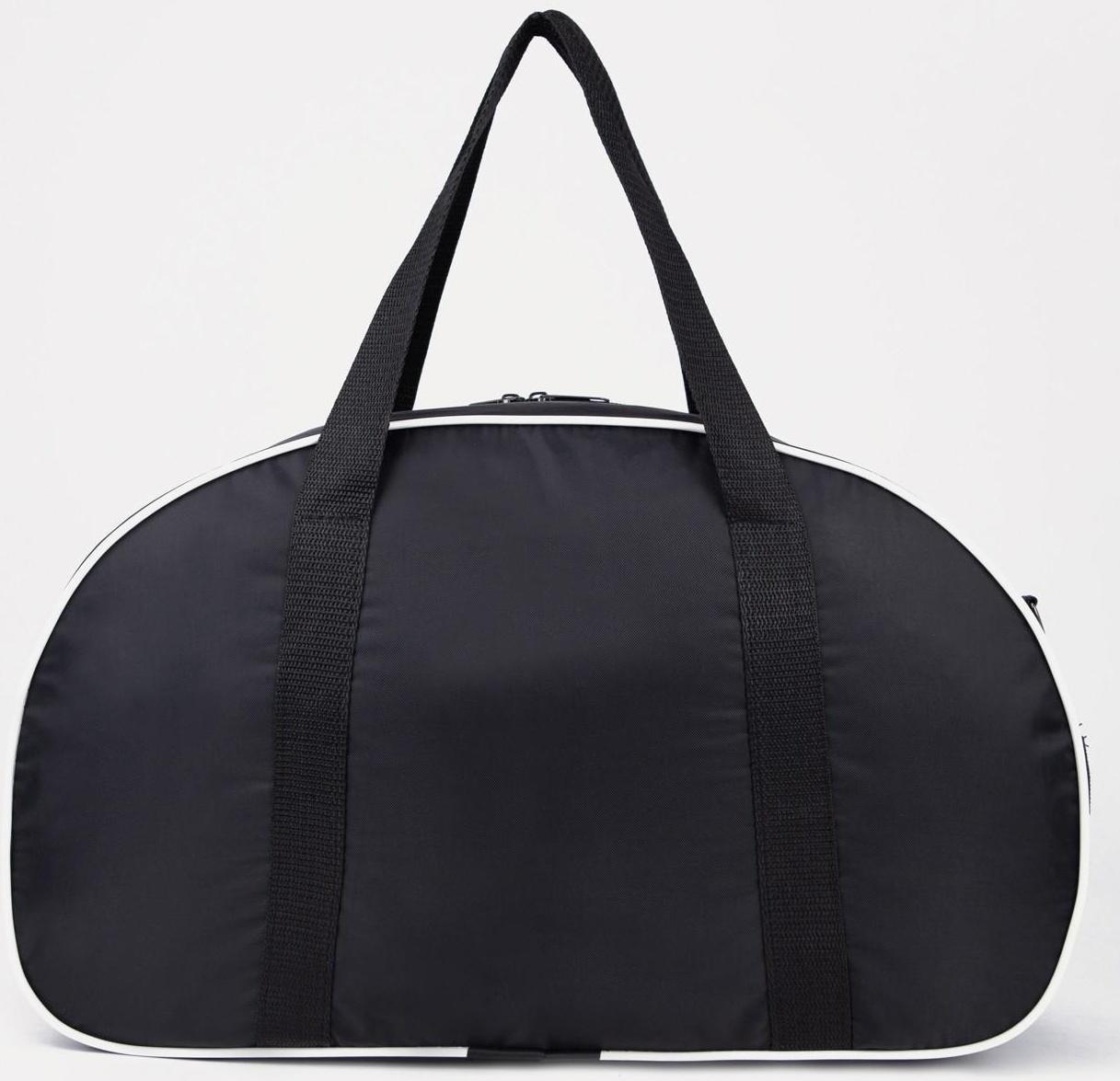 Сумка спортивная на молнии, наружный карман, длинный ремень, цвет чёрный