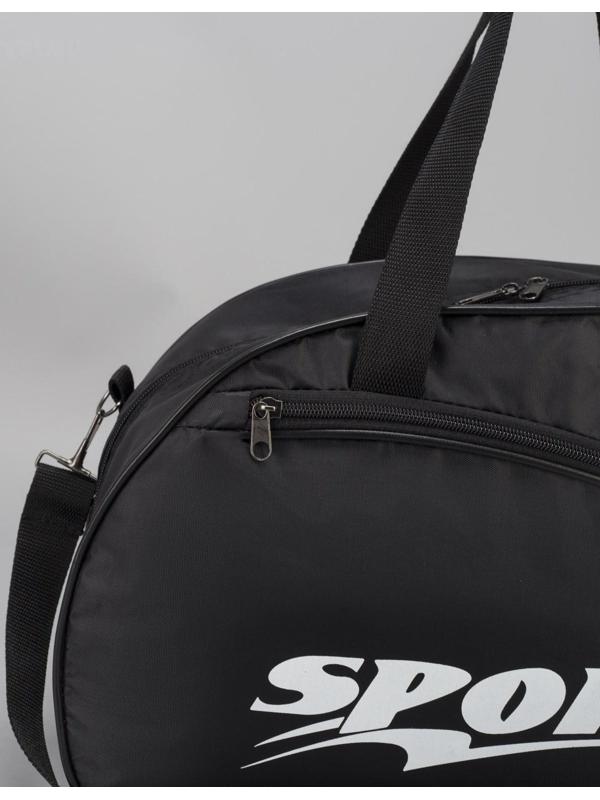 Сумка спортивная на молнии, наружный карман, длинный ремень, цвет чёрный