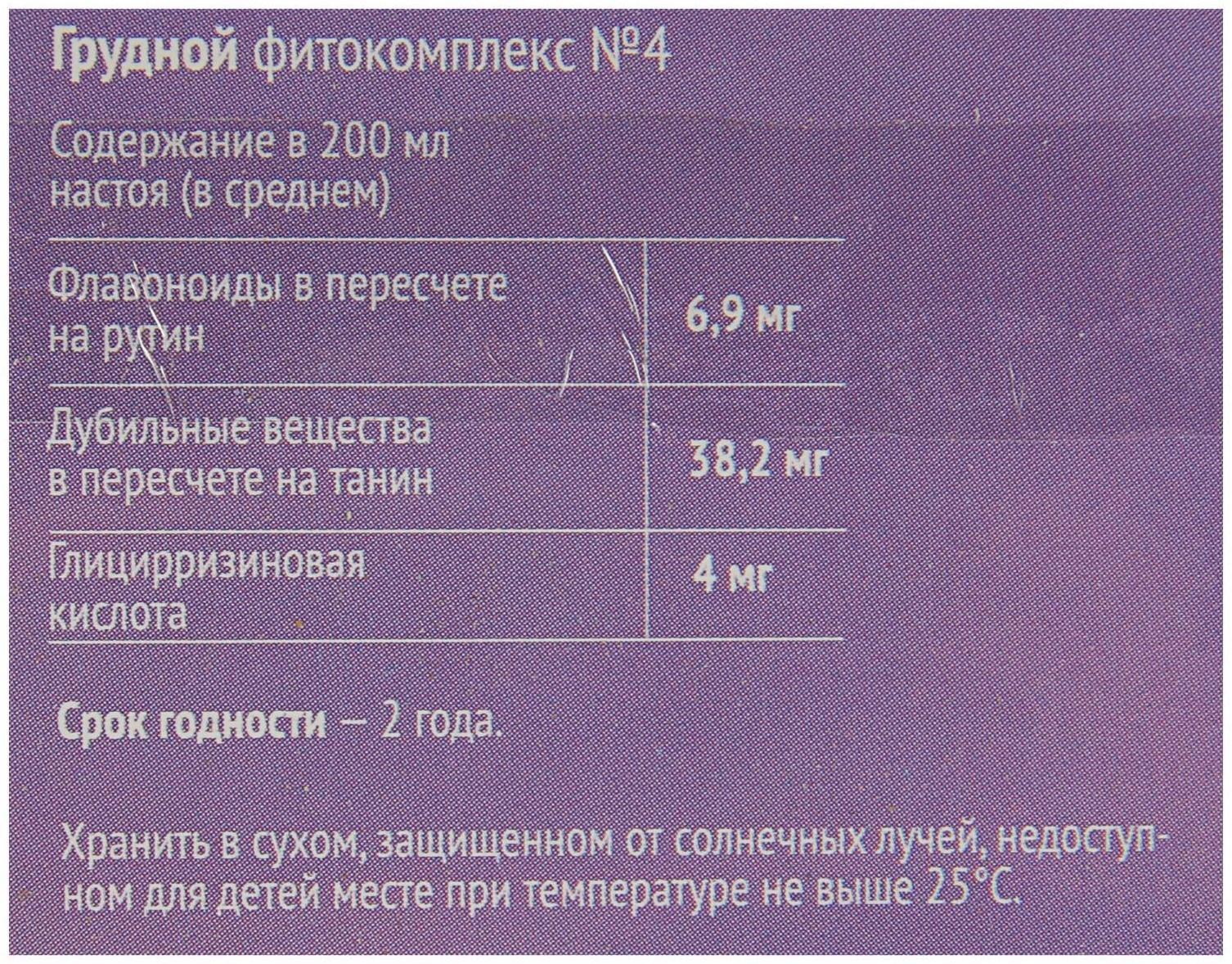 Грудной фитокомплекс №4, 20 фильтр пакетов по 1.5 г