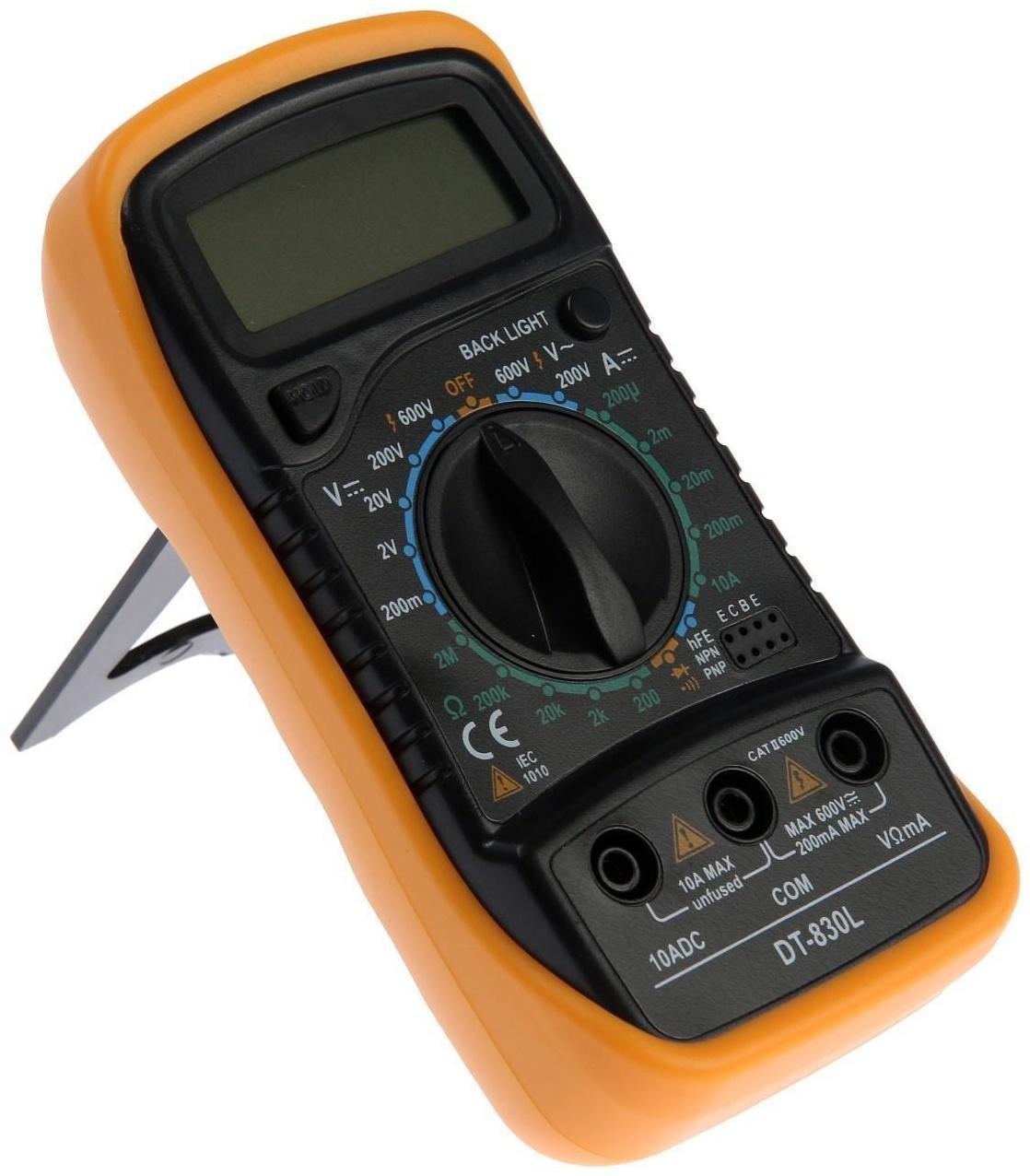 Мультиметр ТУНДРА, DT-830L, ACV/DCV, DCA, 200-2МΩ, прозвон, подсветка