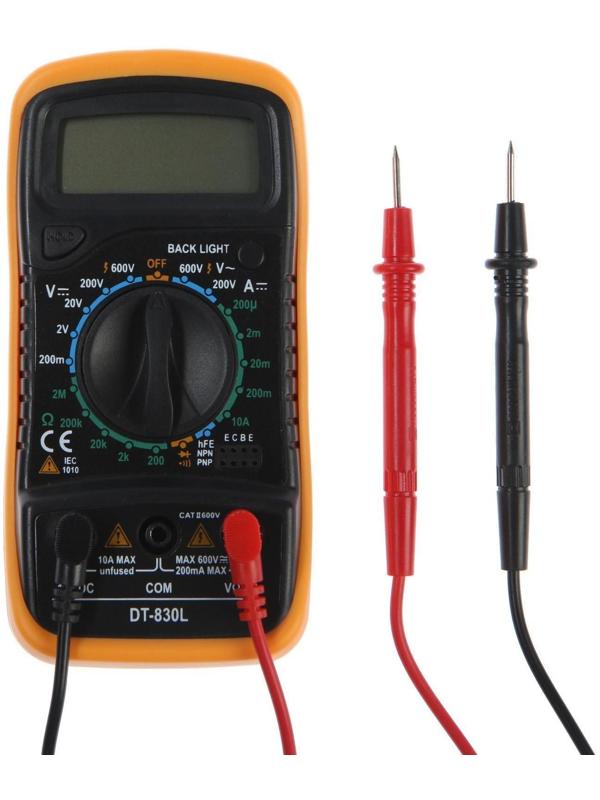 Мультиметр ТУНДРА, DT-830L, ACV/DCV, DCA, 200-2МΩ, прозвон, подсветка
