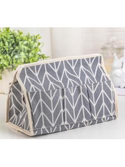 Бокс для мелочей «Зиг-заг», 6 карманов, 25×16,5×16 см, цвет серый