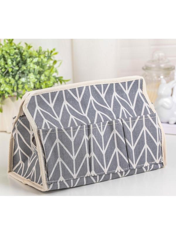 Бокс для мелочей «Зиг-заг», 6 карманов, 25×16,5×16 см, цвет серый