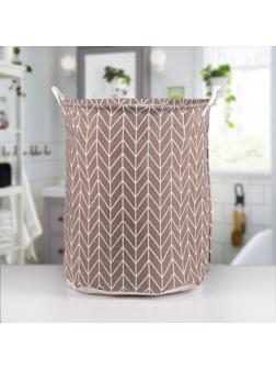 Корзина бельевая текстильная «Зигзаг», 35×35×45 см, цвет коричневый