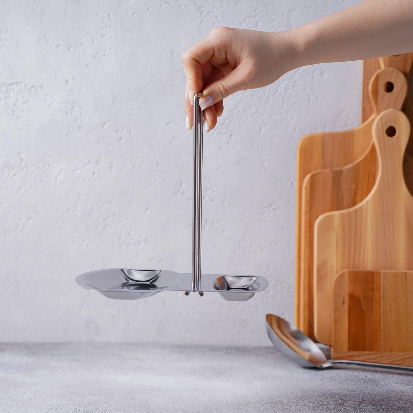 Подставка из нержавеющей стали под крышку и ложку, 19,5×16 см