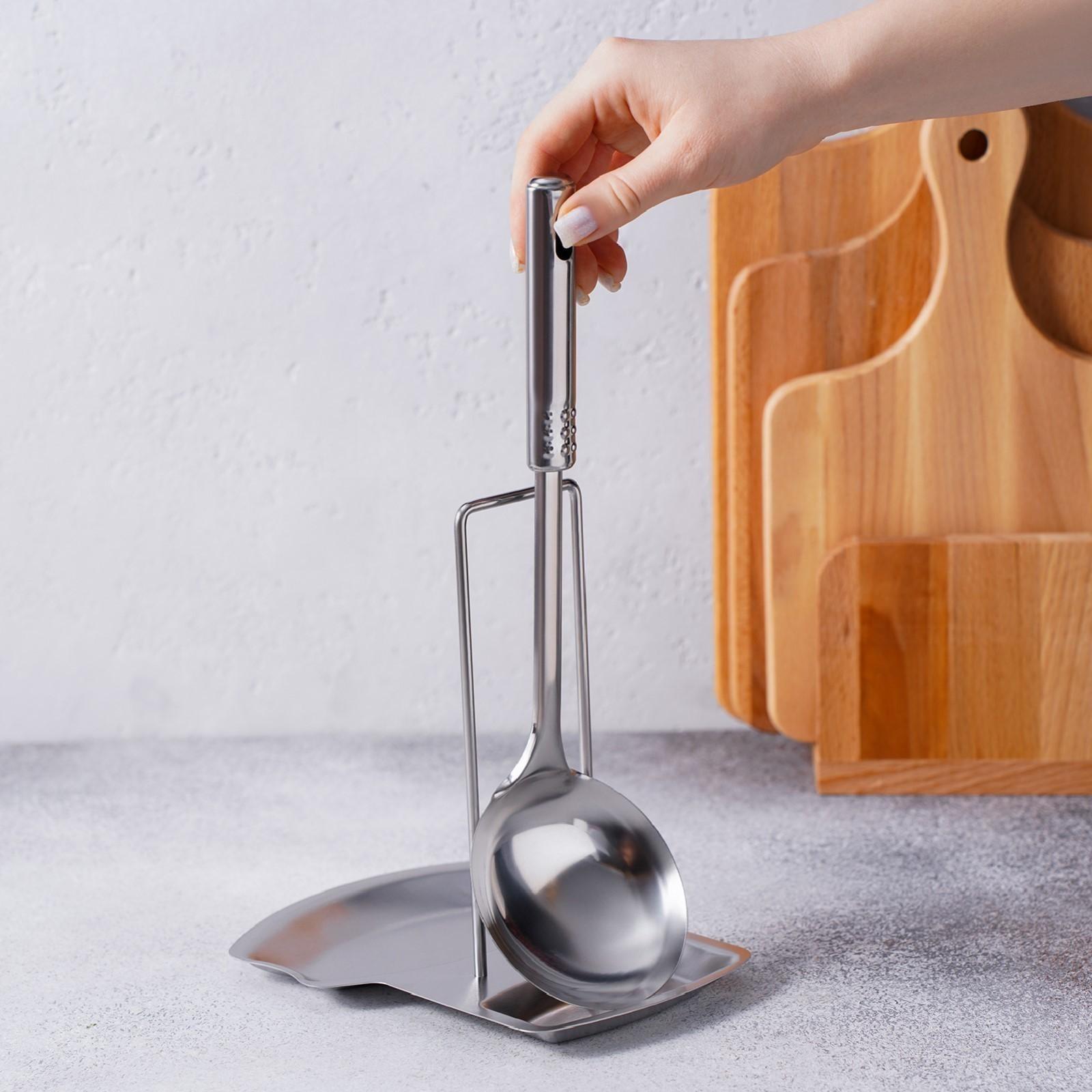 Подставка из нержавеющей стали под крышку и ложку, 19,5×16 см