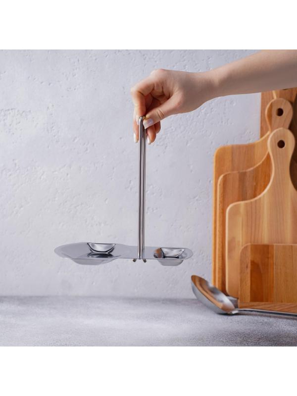 Подставка из нержавеющей стали под крышку и ложку, 19,5×16 см