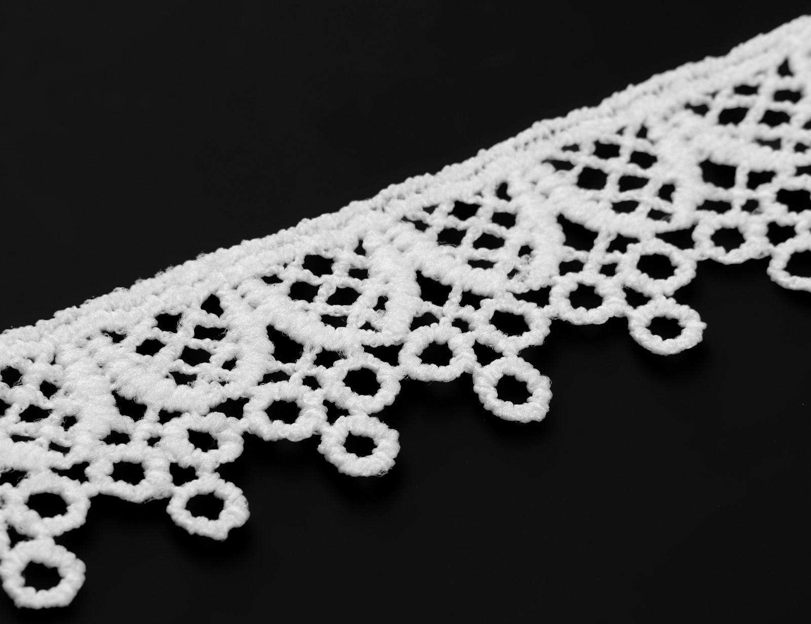 Кружево гипюровое, 20 мм × 9 ± 0,5 м, цвет молочный