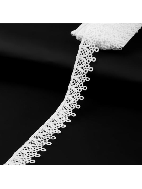 Кружево гипюровое, 20 мм × 9 ± 0,5 м, цвет молочный