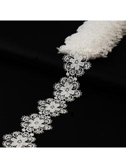 Кружево гипюровое, 55 мм × 9 ± 0,5 м, цвет молочный