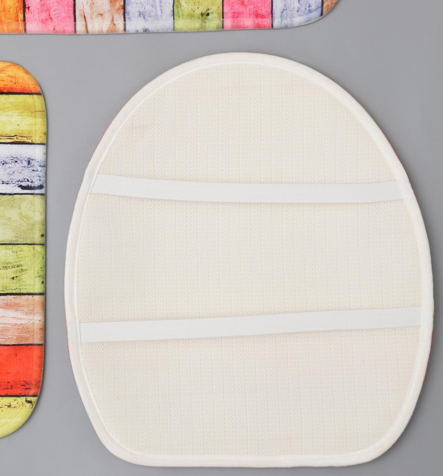 Набор ковриков для ванной и туалета Доляна «Цветные деревяшки», 3 шт: 42×38, 44×38, 44×73 см