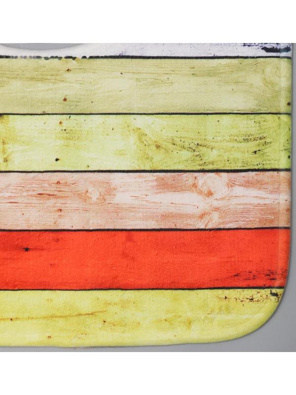 Набор ковриков для ванной и туалета Доляна «Цветные деревяшки», 3 шт: 42×38, 44×38, 44×73 см