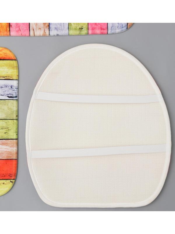 Набор ковриков для ванной и туалета Доляна «Цветные деревяшки», 3 шт: 42×38, 44×38, 44×73 см