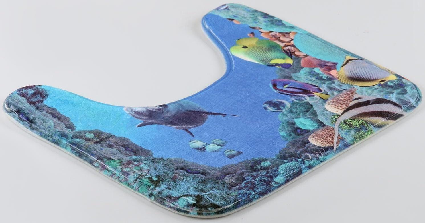 Набор ковриков для ванной и туалета Доляна «Дельфин», 3 шт: 35×39, 40×50, 45×75 см