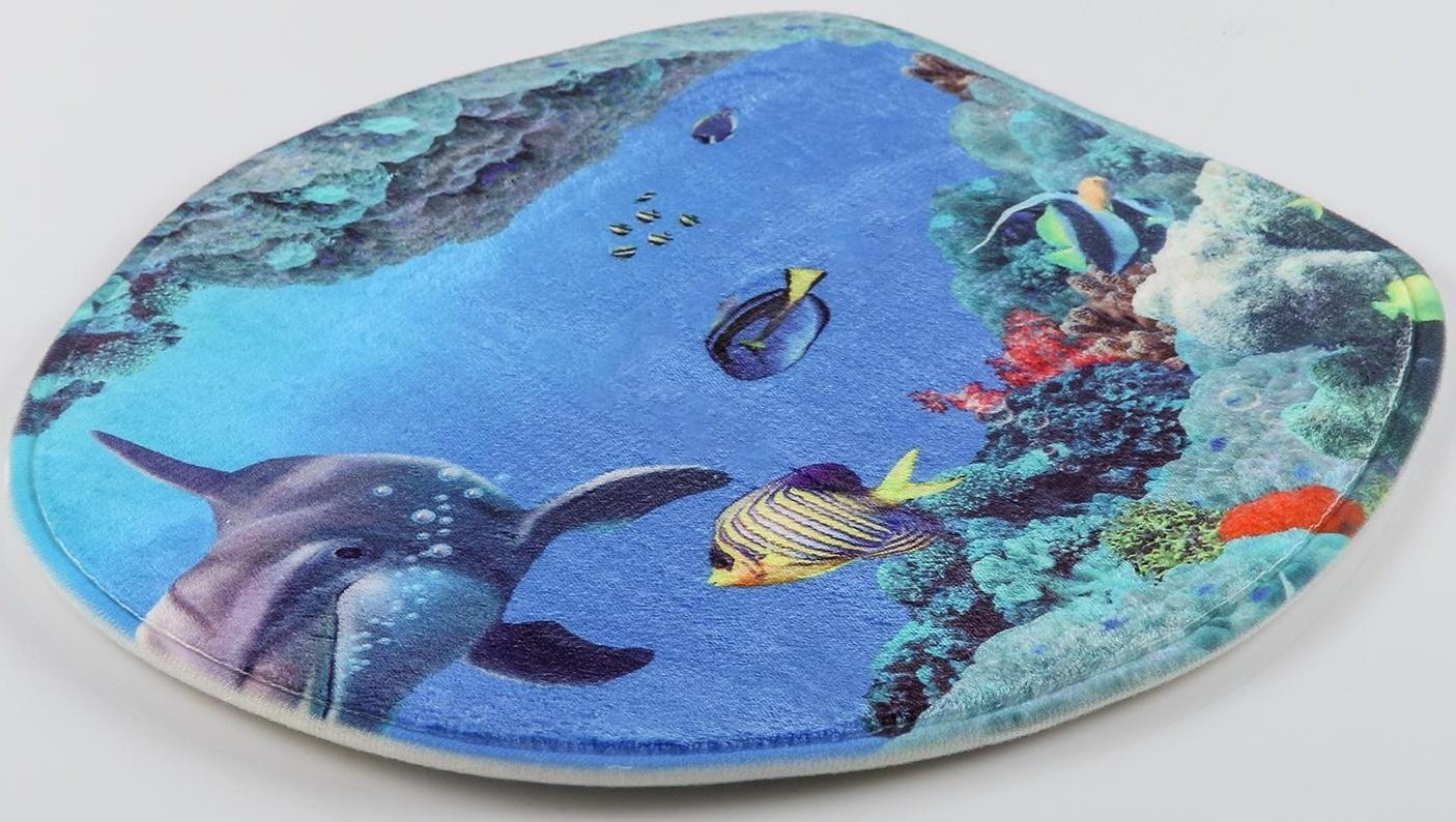 Набор ковриков для ванной и туалета Доляна «Дельфин», 3 шт: 35×39, 40×50, 45×75 см