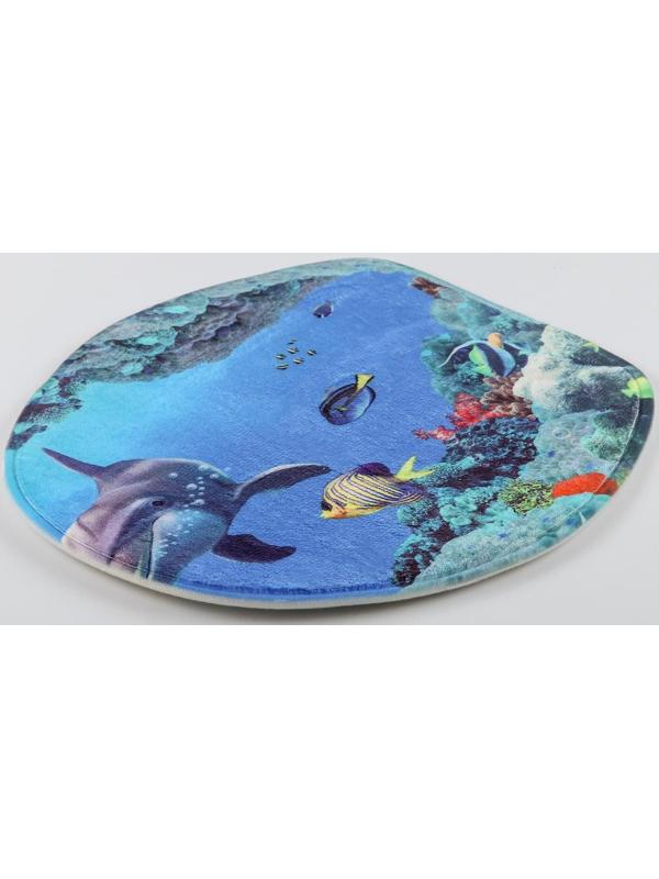 Набор ковриков для ванной и туалета Доляна «Дельфин», 3 шт: 35×39, 40×50, 45×75 см