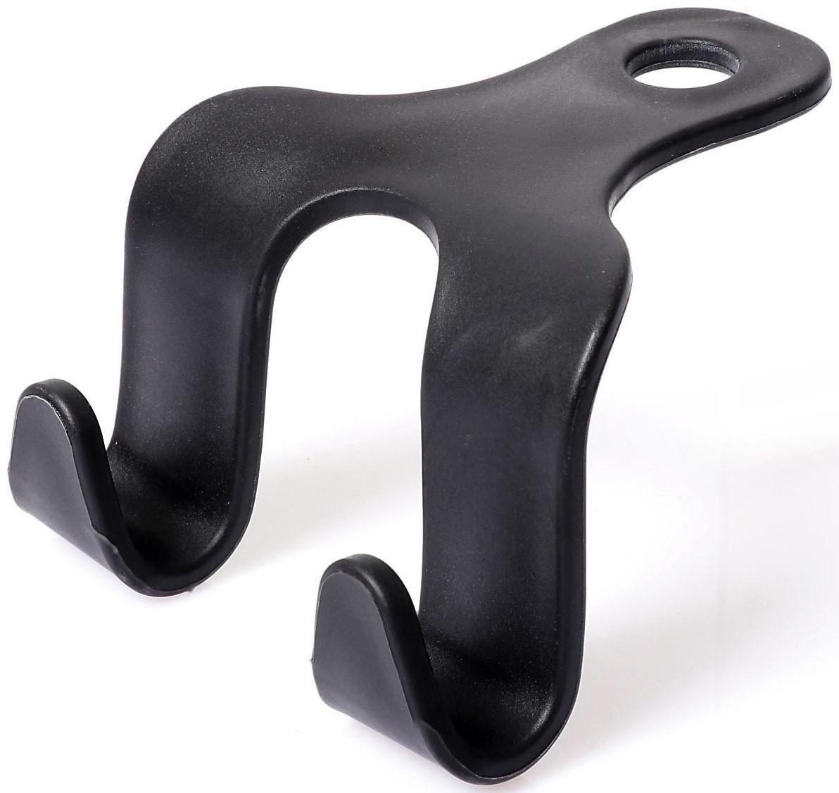 Вешалка-крючок на подголовник, два крючка, чёрный