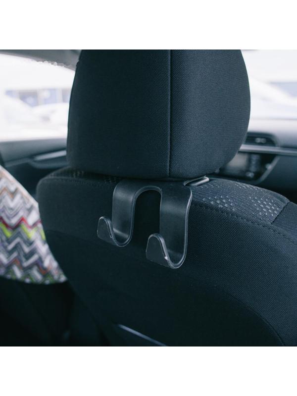 Вешалка-крючок на подголовник, два крючка, чёрный