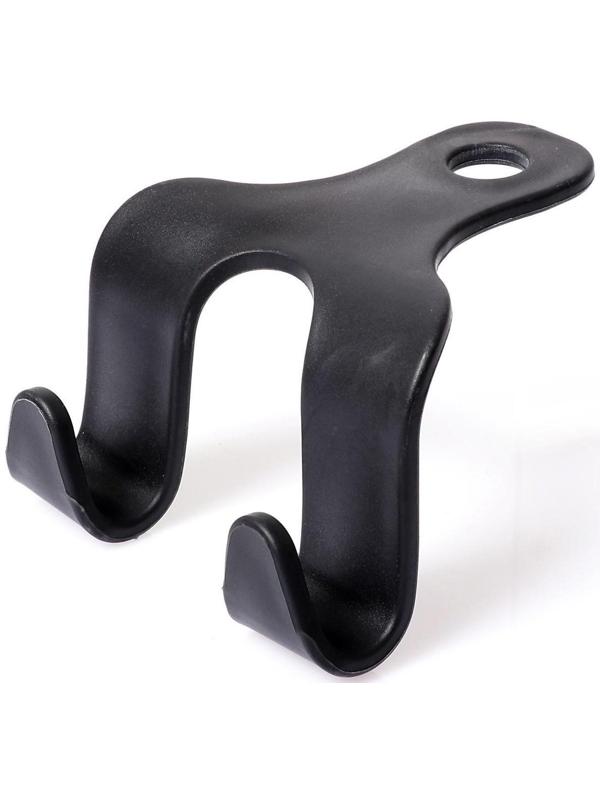 Вешалка-крючок на подголовник, два крючка, чёрный