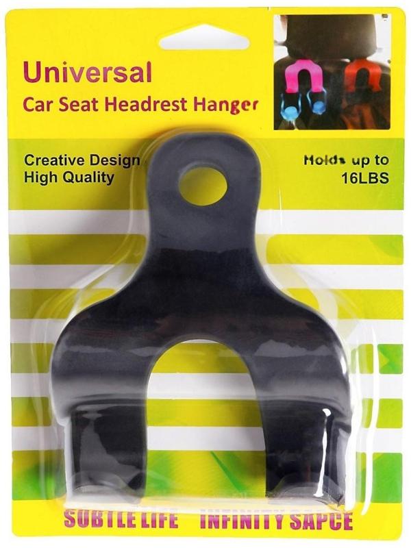 Вешалка-крючок на подголовник, два крючка, чёрный