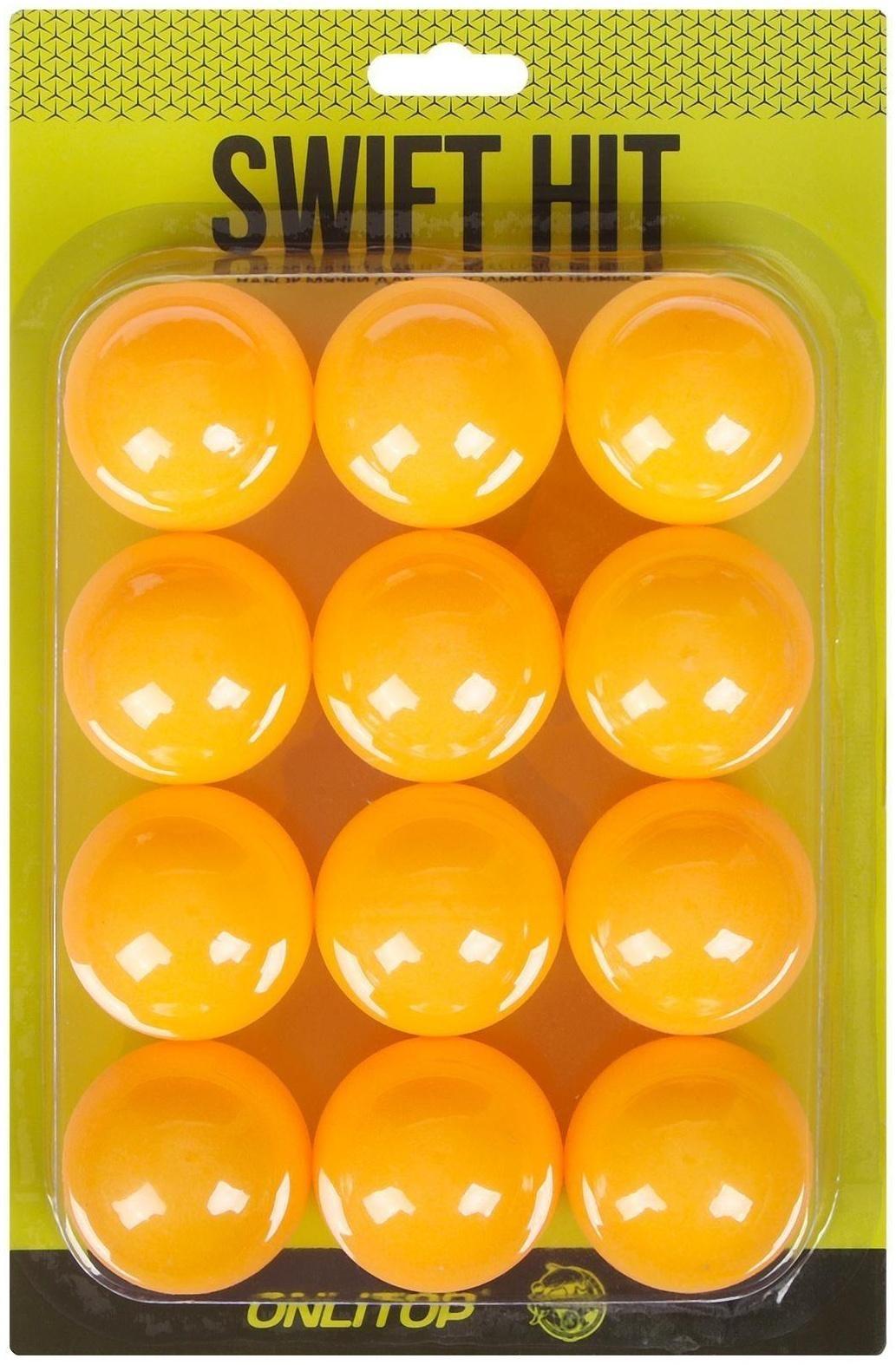 Мяч для настольного тенниса 40 мм, набор 12 шт., цвет оранжевый