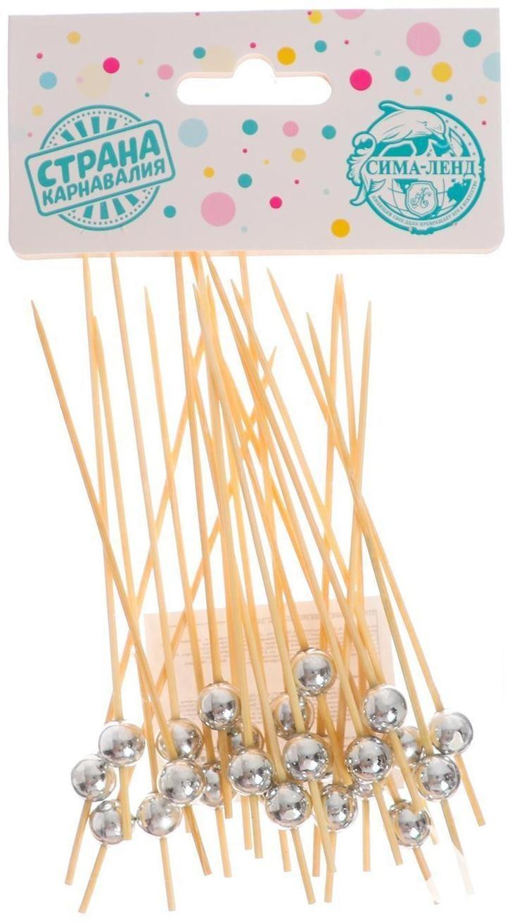 Шпажка для канапе «Бусина», бамбук, набор 24 шт., цвет серый