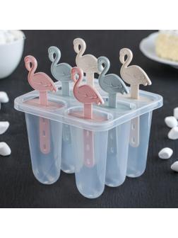 Форма для мороженого «Фламинго», 11×11×14 см, 6 ячеек, цвет МИКС