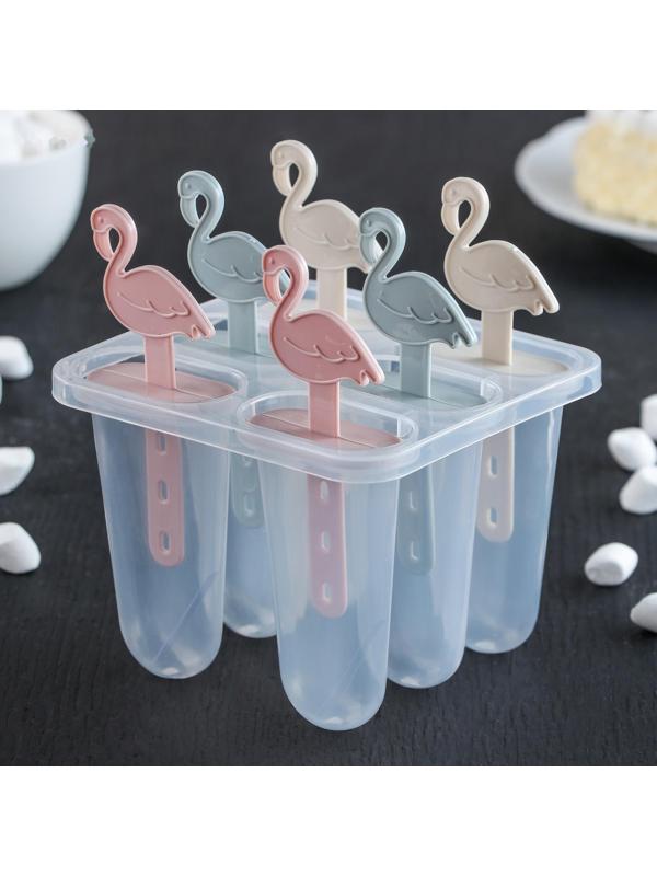 Форма для мороженого «Фламинго», 11×11×14 см, 6 ячеек, цвет МИКС
