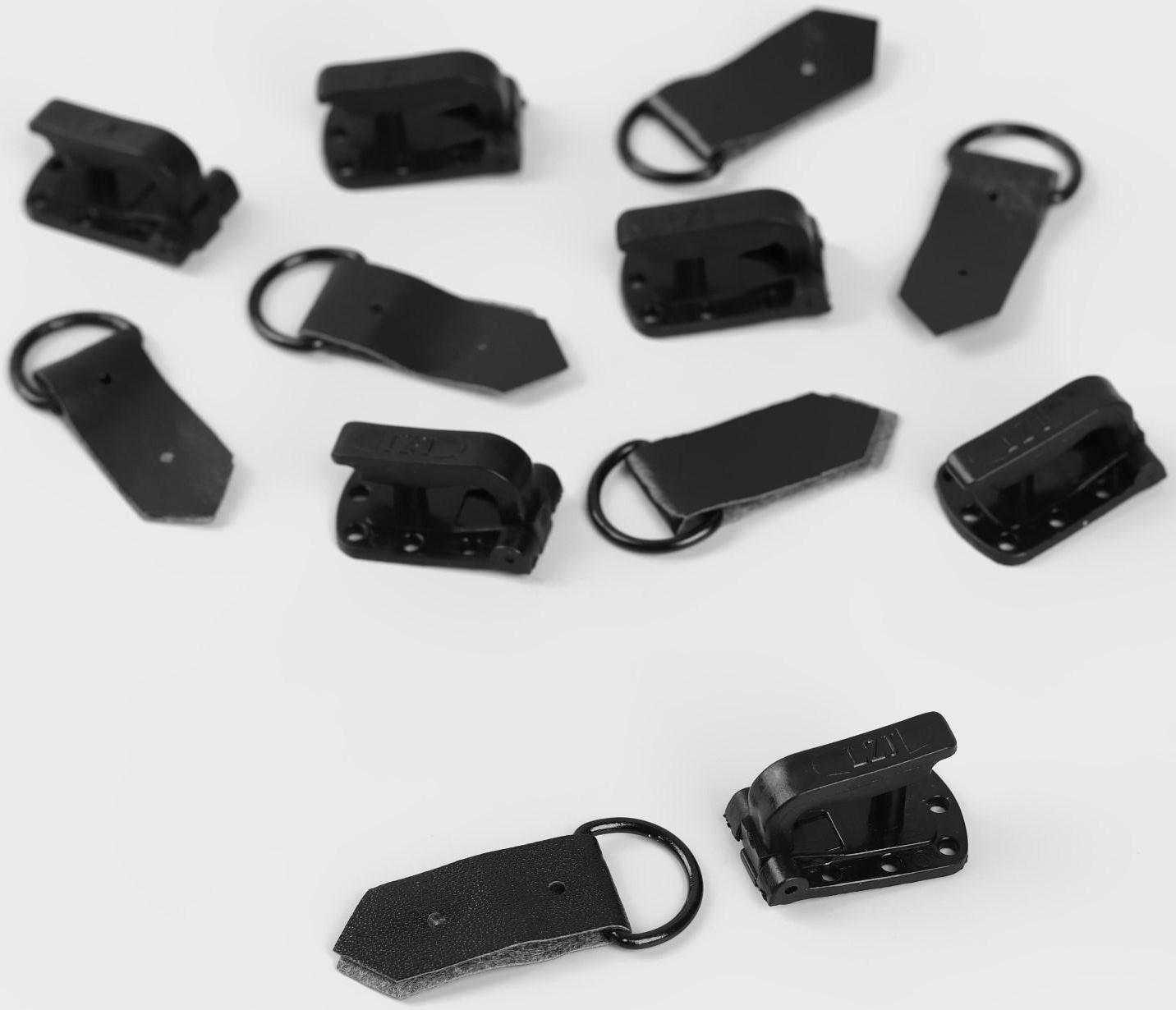 Крючки пришивные, пластиковые, для верхней одежды, 5 × 1,5 см, 6 шт, цвет чёрный