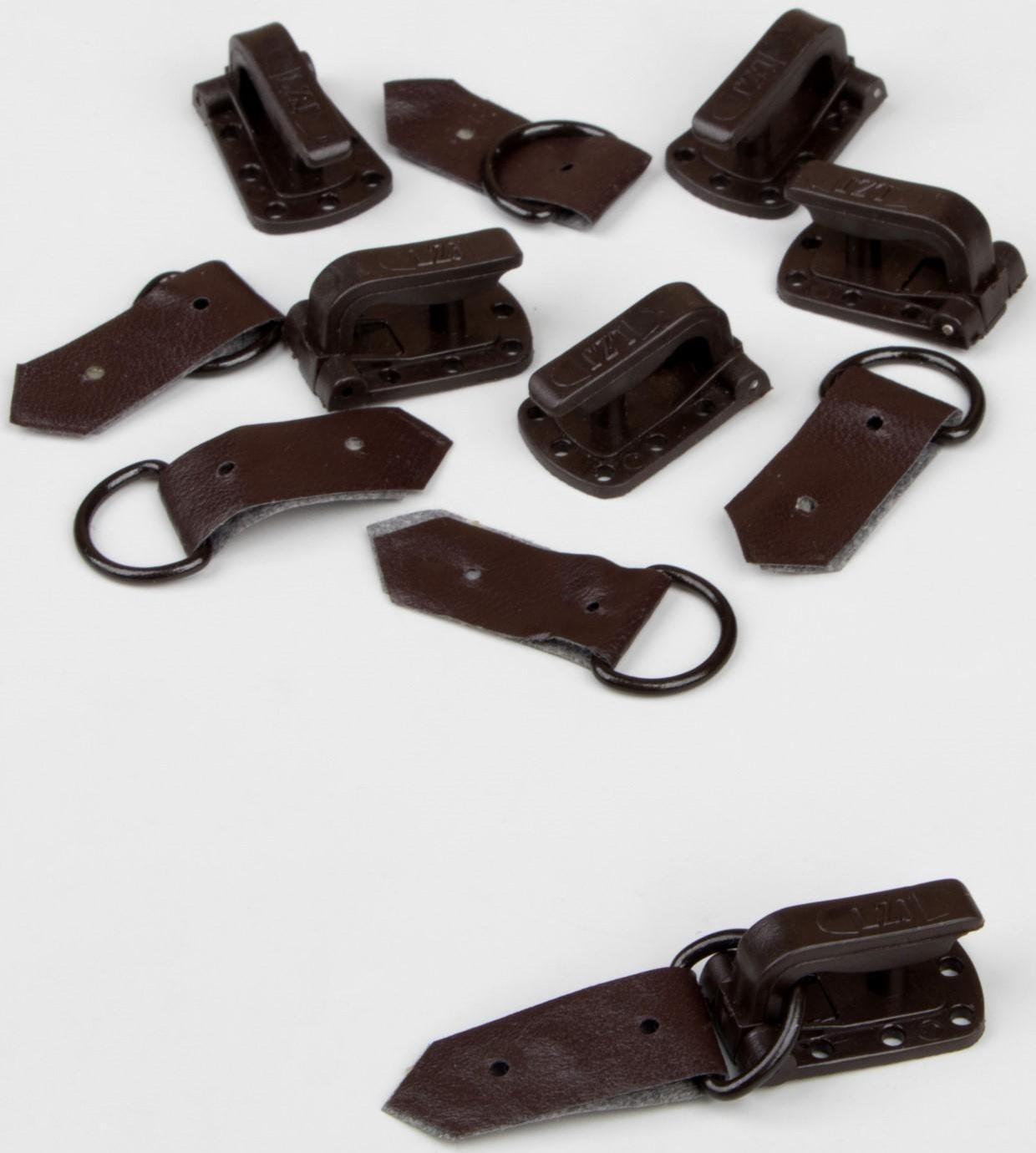 Крючки пришивные, пластиковые, для верхней одежды, 5 × 1,5 см, 6 шт, цвет коричневый