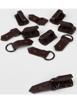 Крючки пришивные, пластиковые, для верхней одежды, 5 × 1,5 см, 6 шт, цвет коричневый