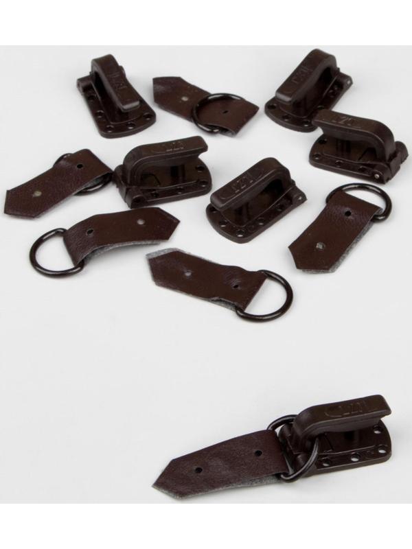 Крючки пришивные, пластиковые, для верхней одежды, 5 × 1,5 см, 6 шт, цвет коричневый