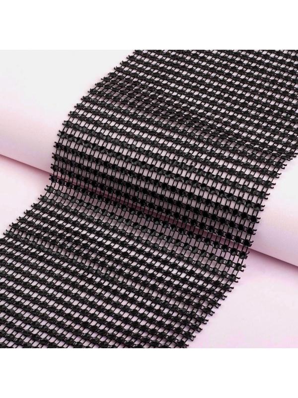 Лента с имитацией страз, 12 см, 9 ± 1 м, цвет чёрный