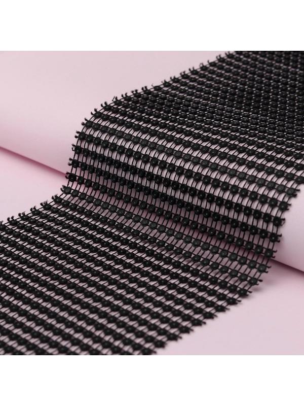 Лента с имитацией страз, 12 см, 9 ± 1 м, цвет чёрный