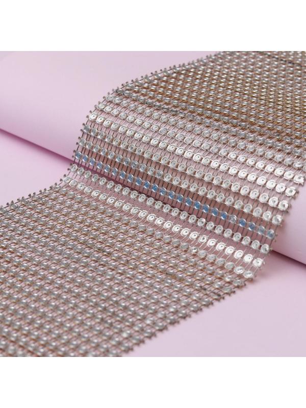 Лента с имитацией страз, 12 см, 9 ± 1 м, цвет золотой