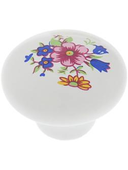 Ручка кнопка FLOWER Ceramics 017, d=32, керамическая, белая