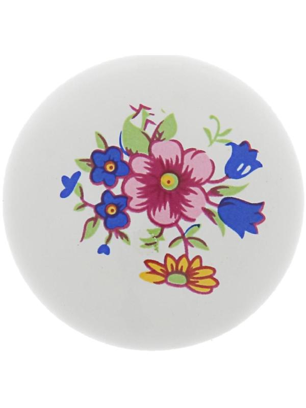 Ручка кнопка FLOWER Ceramics 017, d=32, керамическая, белая