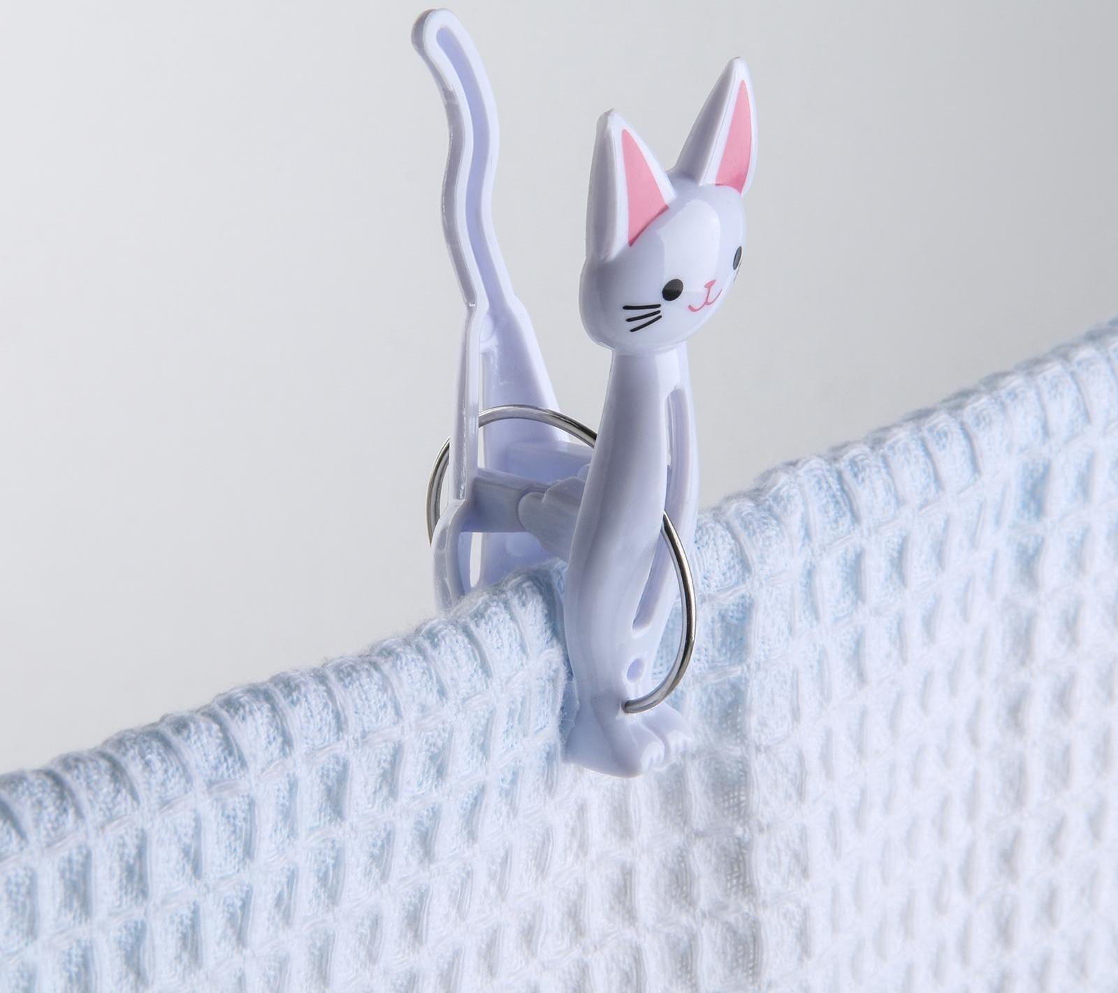 Прищепки бельевые «Коты», 7 см, 4 шт, цвет МИКС