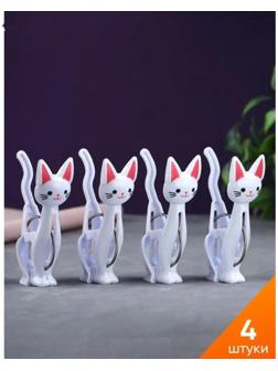 Прищепки бельевые «Коты», 7 см, 4 шт, цвет МИКС